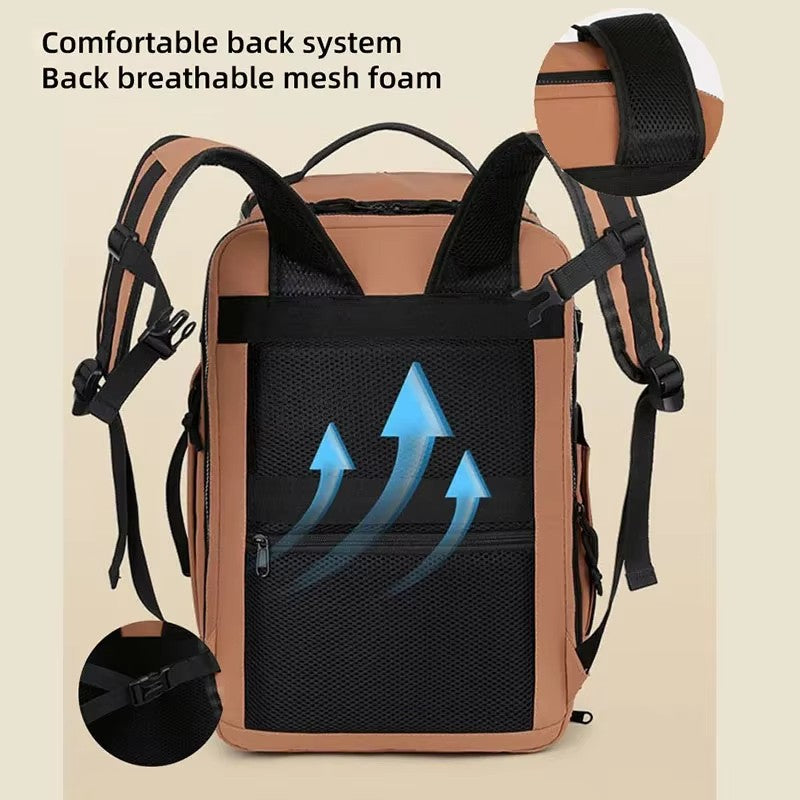 Mochila Unissex Estilo Executivo Moderno Grande Espaço Multifuncional Adequada para Malas de Rodinha Viagens Curtas Bolsa de Ombro Expansível
