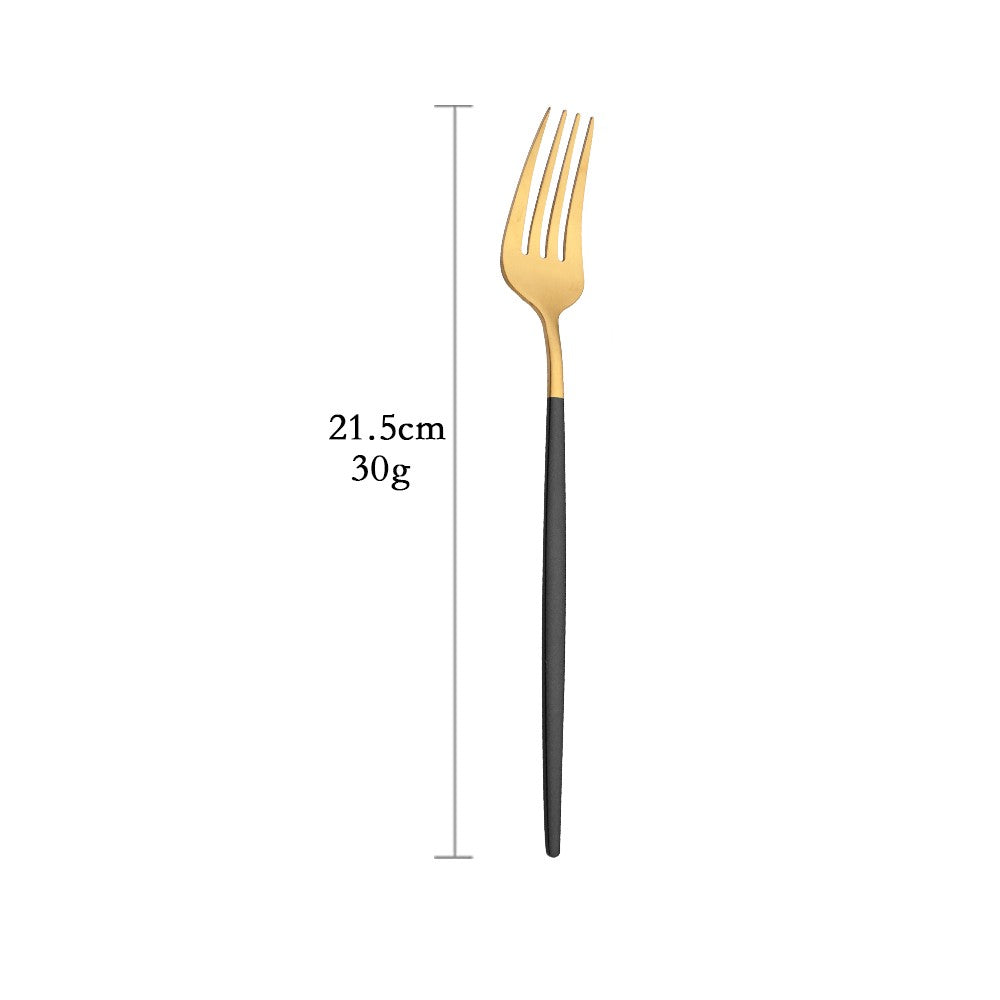 Talheres de Aço Inoxidável Preto Dourado Kit de Talheres Faca de Jantar Colher de Café Garfo Garfo de Salada Colher Faqueiro