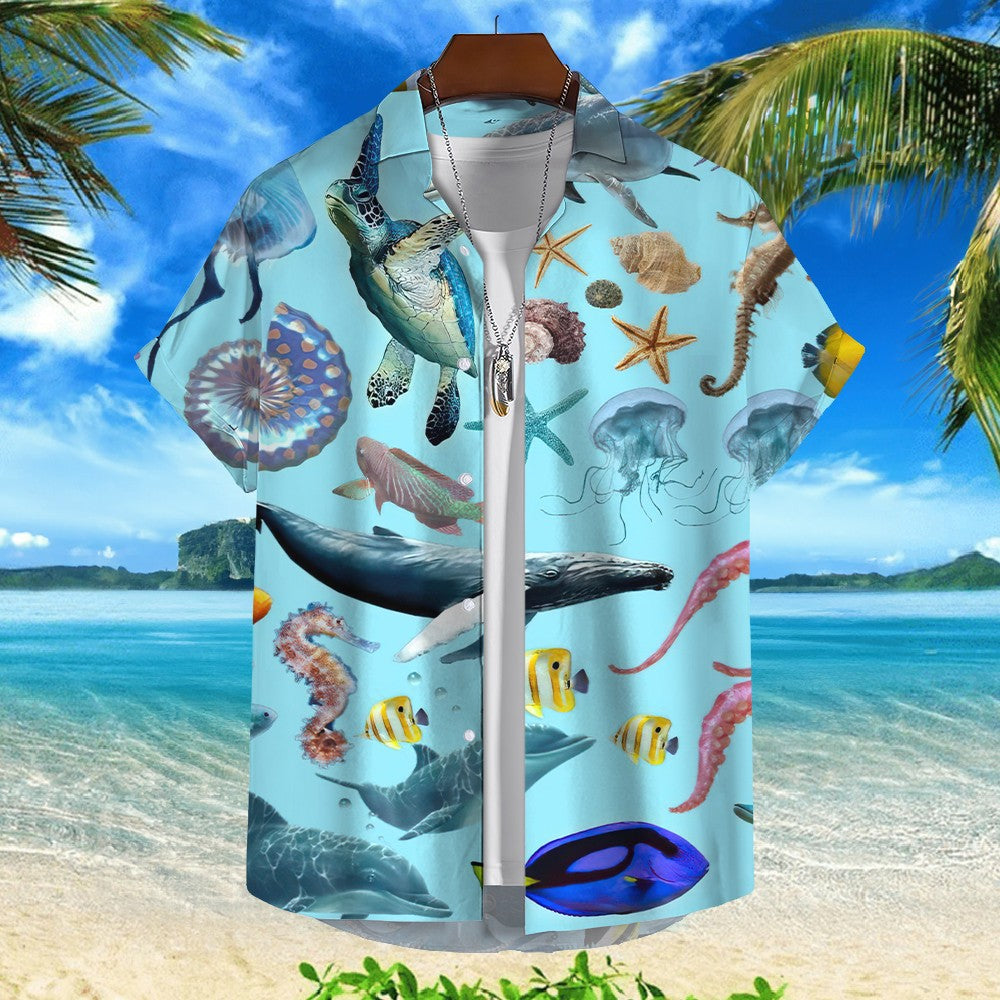 3d Fish Print Hawaiian Shirts For Men New Trend Men's Shirt Casual Unisex Clothing Summer Quick Dry Short Sleeve Shirt Tops 2024