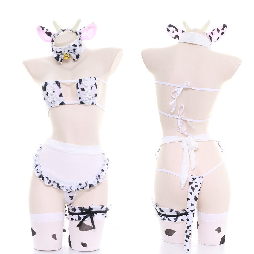 AniLV Cow Series Swimsuit Bodysuit Bikini Maid Unifrom Costume Summer Beach Kawaii Girl Swimwear Skirt Uniform Set Cosplay