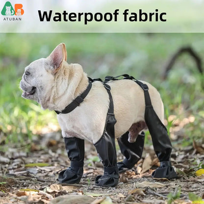 Botas impermeáveis para cães, sapatos antiderrapantes para cães, sola de borracha resistente, protetor de patas de animais de estimação, à prova de sujeira e anti-queda para caminhadas e corridas ao ar livre.