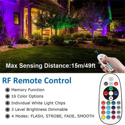 10W RGBW Outdoor Spot Light with Remote Control LED Spike Light Waterproof 110V 220V Landscape Spotlight for Garden,Lawn,Path