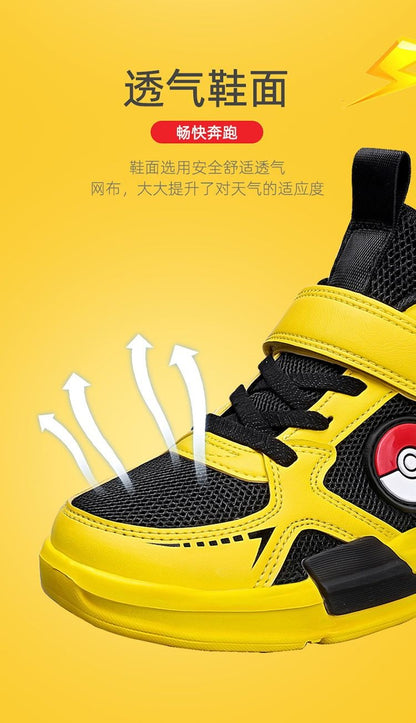 Pokemon Pikachu Children Sports Shoes Spring and autumn Fashion Anime Boy Sneakers Student Breathable Non-slip Running Shoe