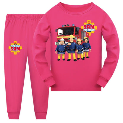 Anime Fireman Sam Clothes Kids Fire Fighting Pajama Sets Baby Girls Homewear Toddler Boys Nightwear Children Long Sleeve Pijamas
