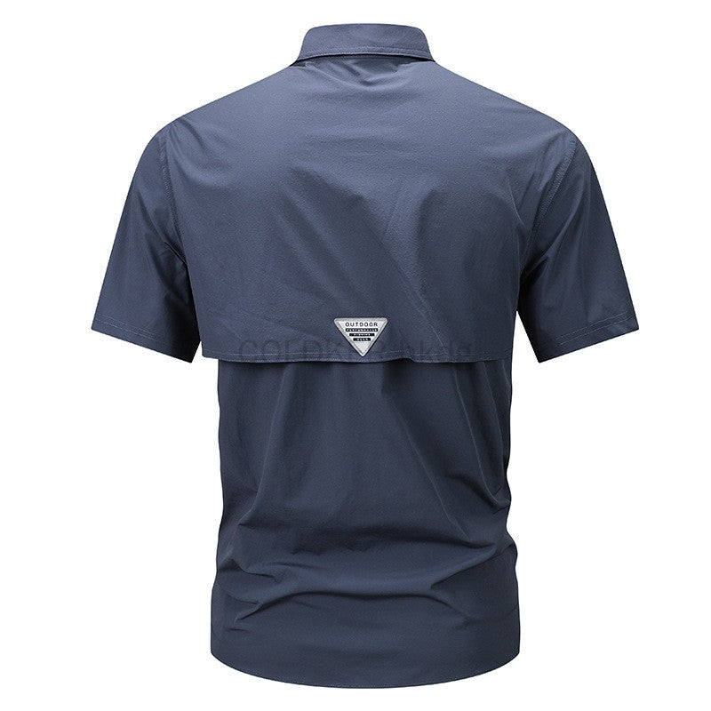 2024 Summer New Cargo Shirt Short Sleeve Men's Cargo T-shirt Outdoor Navy Multi-pocket Breathable Camping Hiking Work Shirts