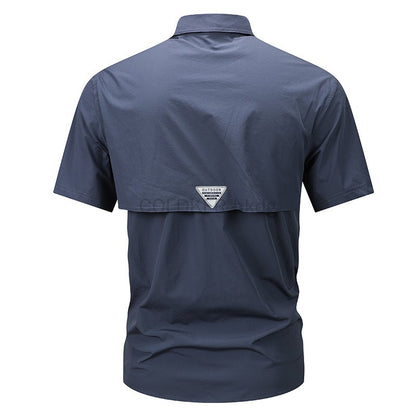 2024 Summer New Cargo Shirt Short Sleeve Men's Cargo T-shirt Outdoor Navy Multi-pocket Breathable Camping Hiking Work Shirts