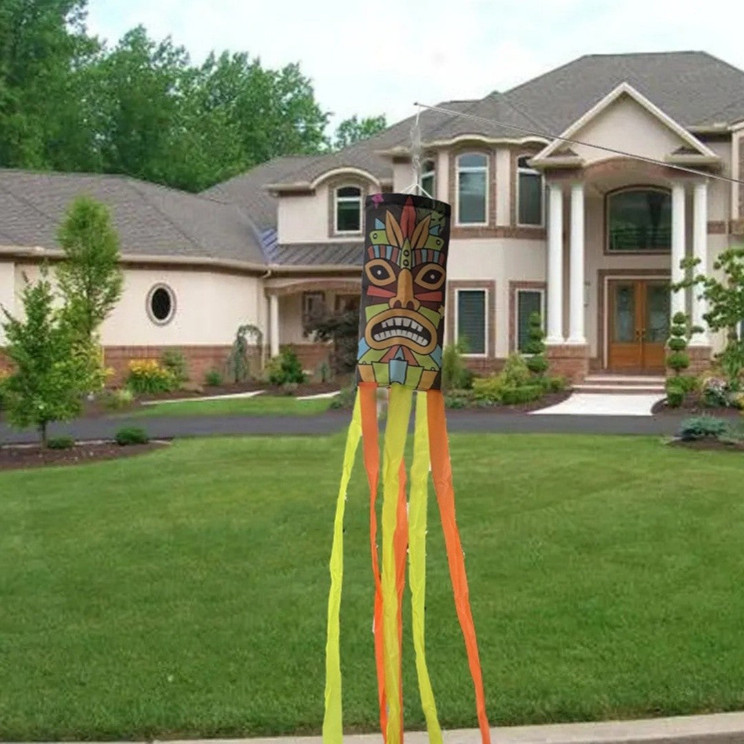 1 pcs Luan Tiki Totem Outdoor Windsock ,Tropical Party Celebration Garden Windsock decoration Aloha Hawaiian Ocean Decor