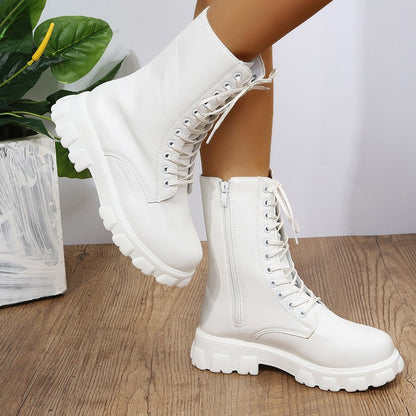 Autumn winter plus size new shoes Women Fashion Laceup Boots Chelsea Zipper Ladies  Sports Casual Heel  platform