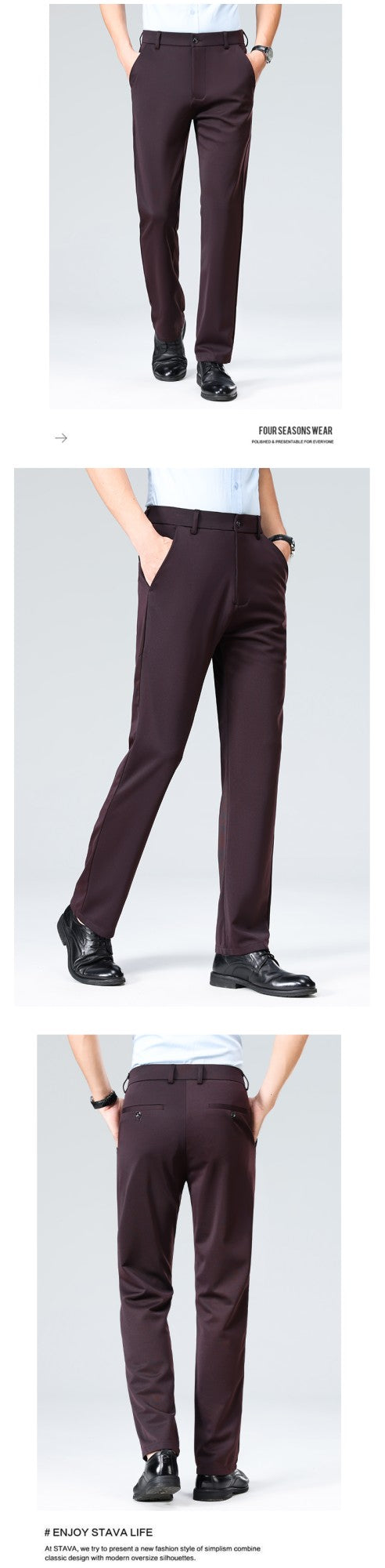 29-42 Men's Summer Pants Thin Straight Stretch Casual Pants with No Trace No Ironing Fabric Silky and Cool Feeling