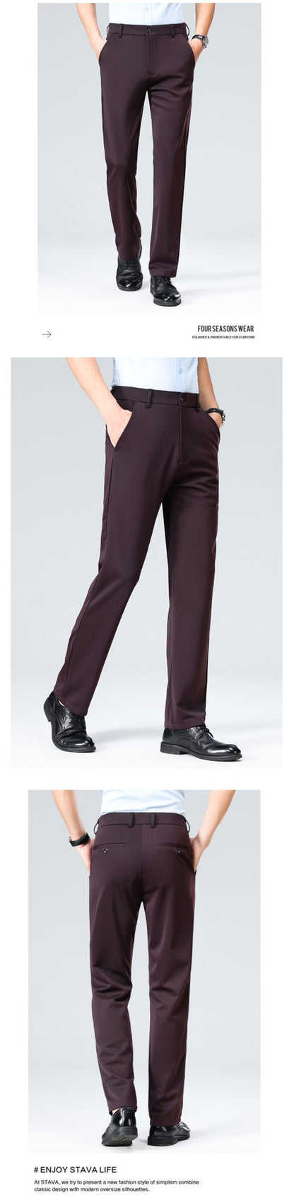 29-42 Men's Summer Pants Thin Straight Stretch Casual Pants with No Trace No Ironing Fabric Silky and Cool Feeling