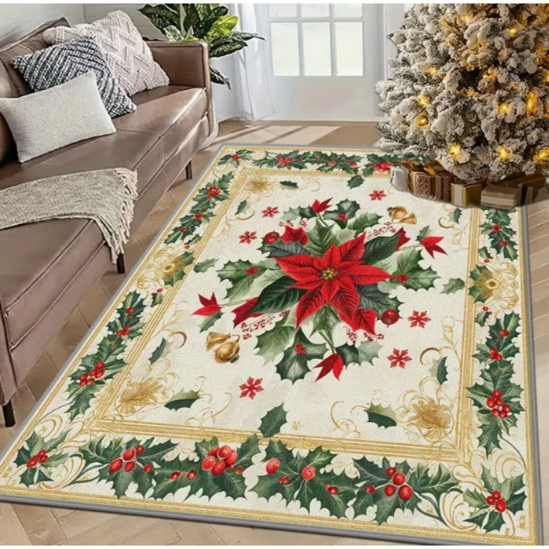 Christmas Luxurious Carpet Theme Indoor Area Living Room Mat Edge Large Mat Suitable for Bedroom Mats Window Sill Holiday Rugs