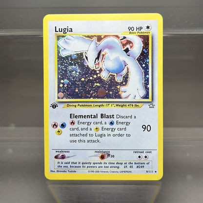 Cartas PROXY PKM Gym-Challenge/Neo-Genesis Lugia Typhlosion Rocket's Mewtwo PTCG Foil Game Collection Cards Game Toys
