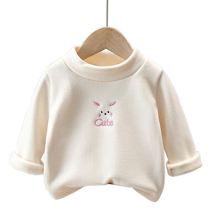 Warm and Cozy Unisex Children Fleece-Lined Base Layer Animal Sweatshirt Tops for Autumn and Winter Girls Cute Outerwear Clothes