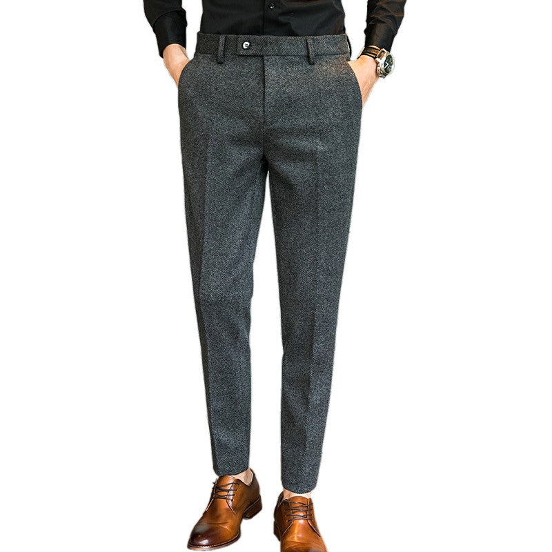 New Autumn Men's Gray Pants, Fashion Casual Trousers, Asian Size 28-36 Slim Suit Pantalon for Men
