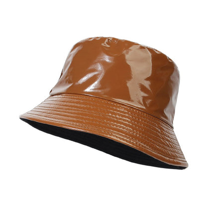 Fashion Shiny Hip-Hop Bucket Hat for Women Men PU Leather Waterproof Panama Cap Summer Fisherman Cap Bob Sun Hat Fishing Cap