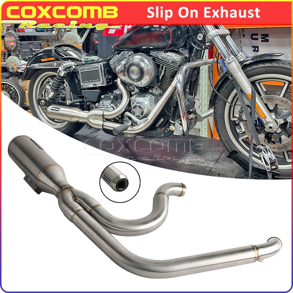 Slip On Exhaust Muffler System Motorcycle Complete Exhaust Pipe For Harley Dyna Street Bob FXDB FXDBB FXDBP FXDBI Limited FXDBC