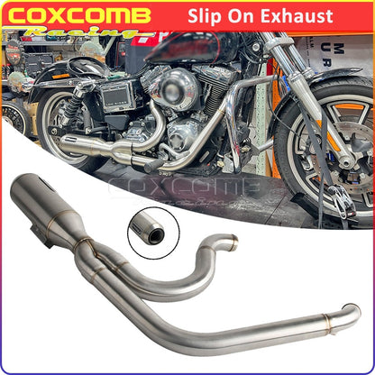 Slip On Exhaust Muffler System Motorcycle Complete Exhaust Pipe For Harley Dyna Street Bob FXDB FXDBB FXDBP FXDBI Limited FXDBC