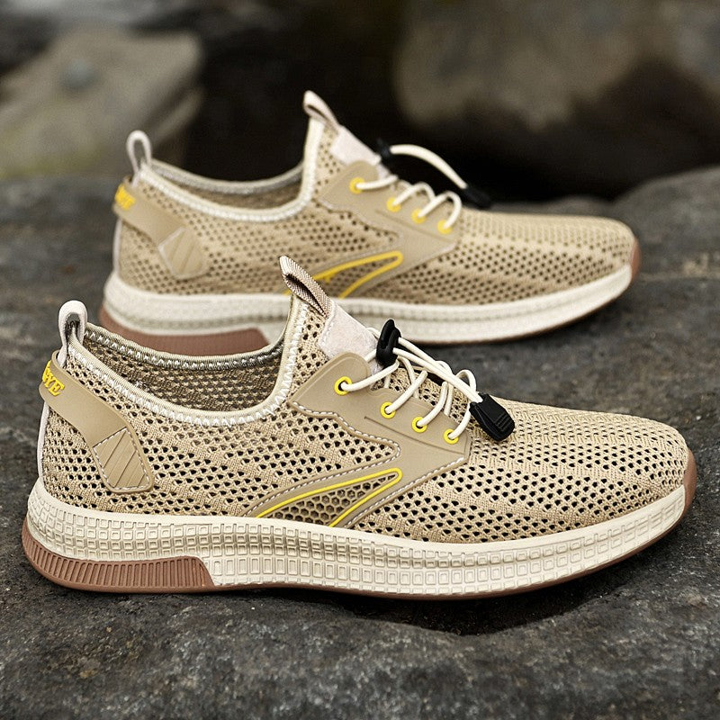 Sapatos Masculinos Casuais de Couro Genuíno para Exteriores Marca de Sapatos Masculinos para Escalada Caminhada Viagem Sapatilhas Respiráveis Masculinas Calçados de Verão