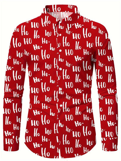 Christmas Festival Theme Men's 3D Printed Formal Shirts Santa Claus Elk Graphic Long Sleeve Shirt Fashion Men's Shirts For Men