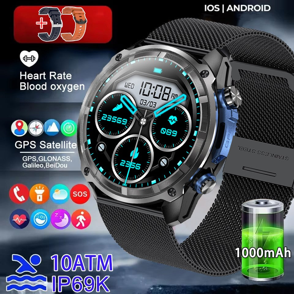Smartwatch Masculino GPS 2026 Novo Mapa Offline À Prova D'água 10ATM 4GB Navegação de Rotas Relógio Bateria de 1000mAh Relógios Militares para Atividades ao Ar Livre