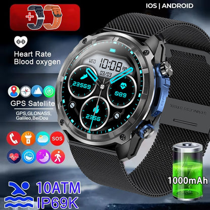 Smartwatch Masculino GPS 2026 Novo Mapa Offline À Prova D'água 10ATM 4GB Navegação de Rotas Relógio Bateria de 1000mAh Relógios Militares para Atividades ao Ar Livre