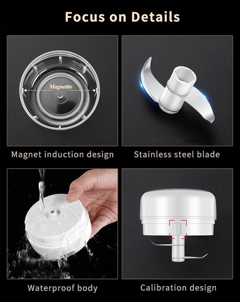 HiPiCok Moedor de Carne Elétrico Triturador de Alho Picador de Alimentos Mini Triturador de Alho Máquina de Moer Legumes USB Utensílios de Cozinha