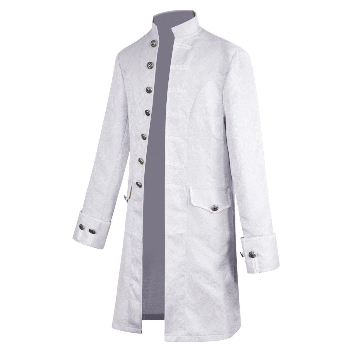 Men's Medieval Style Windbreaker Coat Vintage Lapel Jacquard Medium Length Trench Coat Halloween Party Costume Retro Outerwear