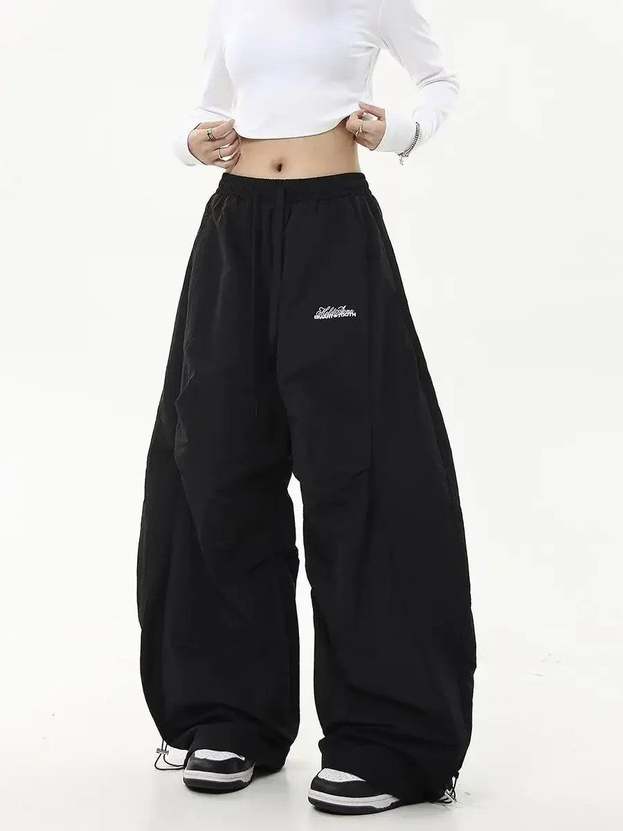 Retro Y2K Hip Hop Streetwear Casual Chic Matching Sweatpant Oversize Women's Wide Leg Pant Low Waist Drawstring Lady Cargo Pants