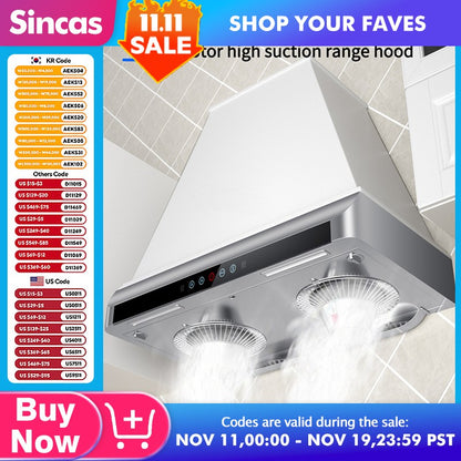 Ultrathin Range Hood For Kitchen Top Suction Dual Motor Strong Suction Force Kitchen Ventilator Energy Conservation Wide 710mm
