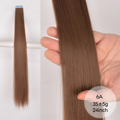Apliques de Cabelo Sintético Liso com Fita Adesiva 10 Peças Extensão de Cabelo Natural 24 polegadas para Mulheres Invisível Dupla Face Estilo Livre