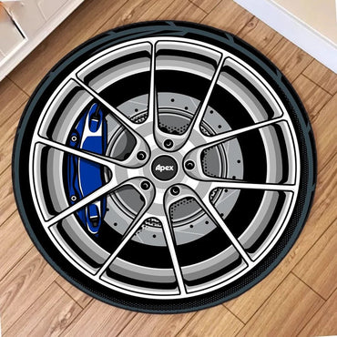 Fashion Wheels Printing Round Carpet Living Room Bedroom Kitchen Bathroom Floor Mat Soft Circle Rug Birthday Decor