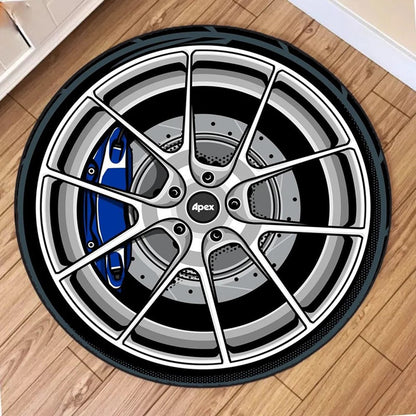 Fashion Wheels Printing Round Carpet Living Room Bedroom Kitchen Bathroom Floor Mat Soft Circle Rug Birthday Decor