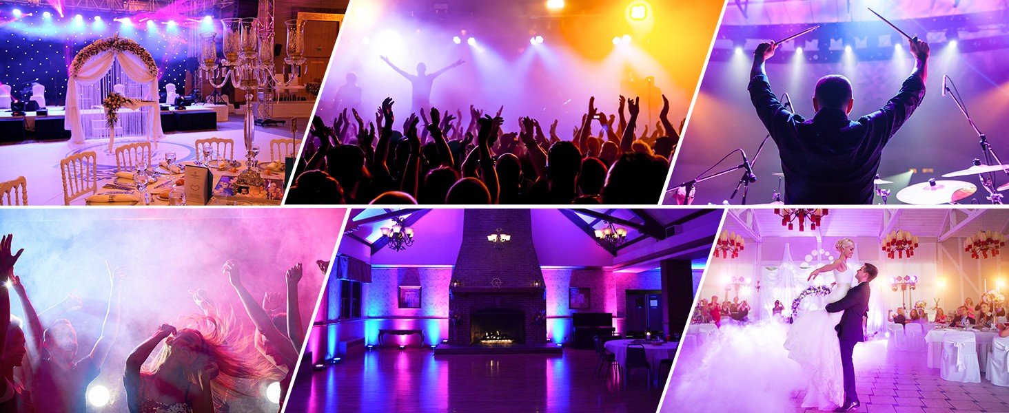 U'King 4PCS 6x18W 6IN1 RGBAW+UV Par Light with Bag DMX Remote Control WiFi Par Light Wireless LED Stage Light for DJ Bar Party