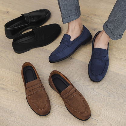 High Quality Men Loafers Comfortable Lightweight Casual Shoes Leather Dress Shoes Slip on Flat Fashion Business Shoes Moccasins