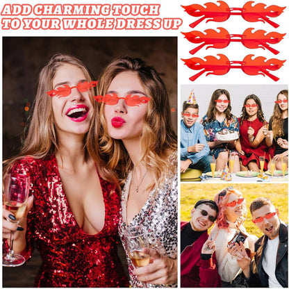 Fun Party Sunglasses Fire Flame Sunglasses Rimless Fire Sunglasses Halloween Candy Color Glasses for Christmas Favors