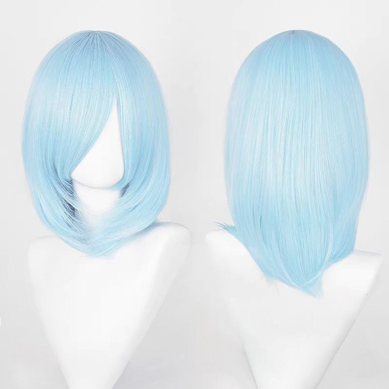 Perucas de Cosplay Multicoloridas 40cm Curtas Retas Masculinas Perucas Sintéticas Resistentes ao Calor para Cosplay de Anime e Festas de Halloween
