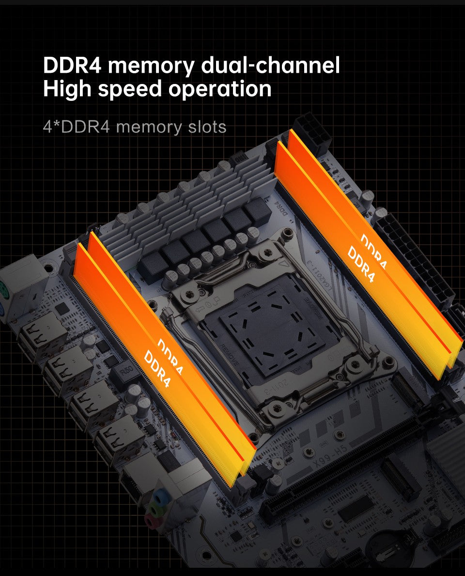 QIYIDA X99 Placa-Mãe Kit Xeon LGA2011-3 E5 2650 V4 2pcs*8gb=16GB DDR4 RAM USB PCI 3.0 NVME M.2 SATA M-ATX
