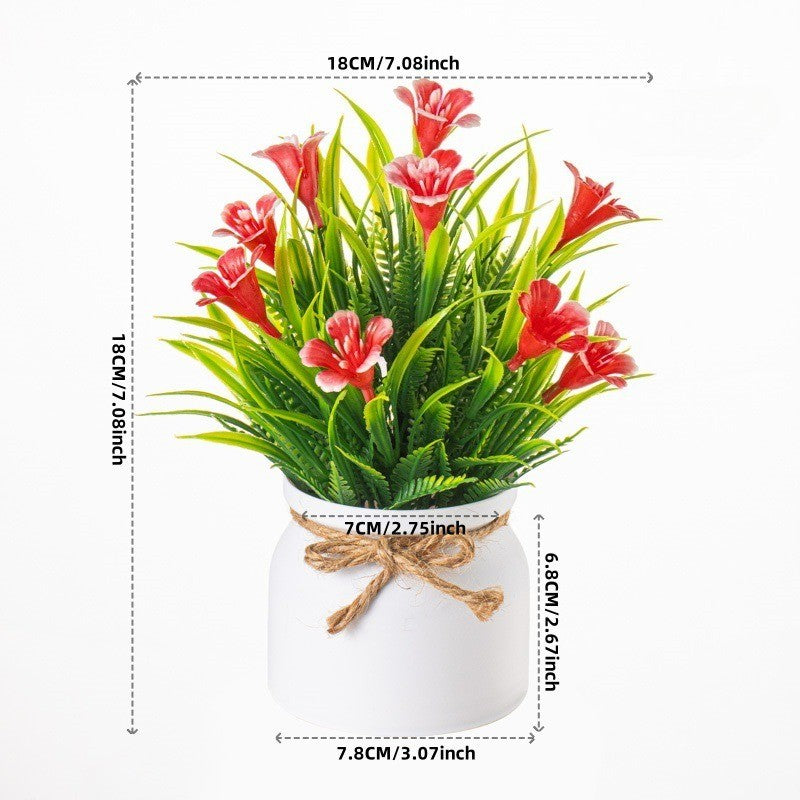 Artificial Pot Flowers Small Fake Plants with Pot Mini Potted Plants for Home Room Office Party TableTop  Decoration Fake Potted