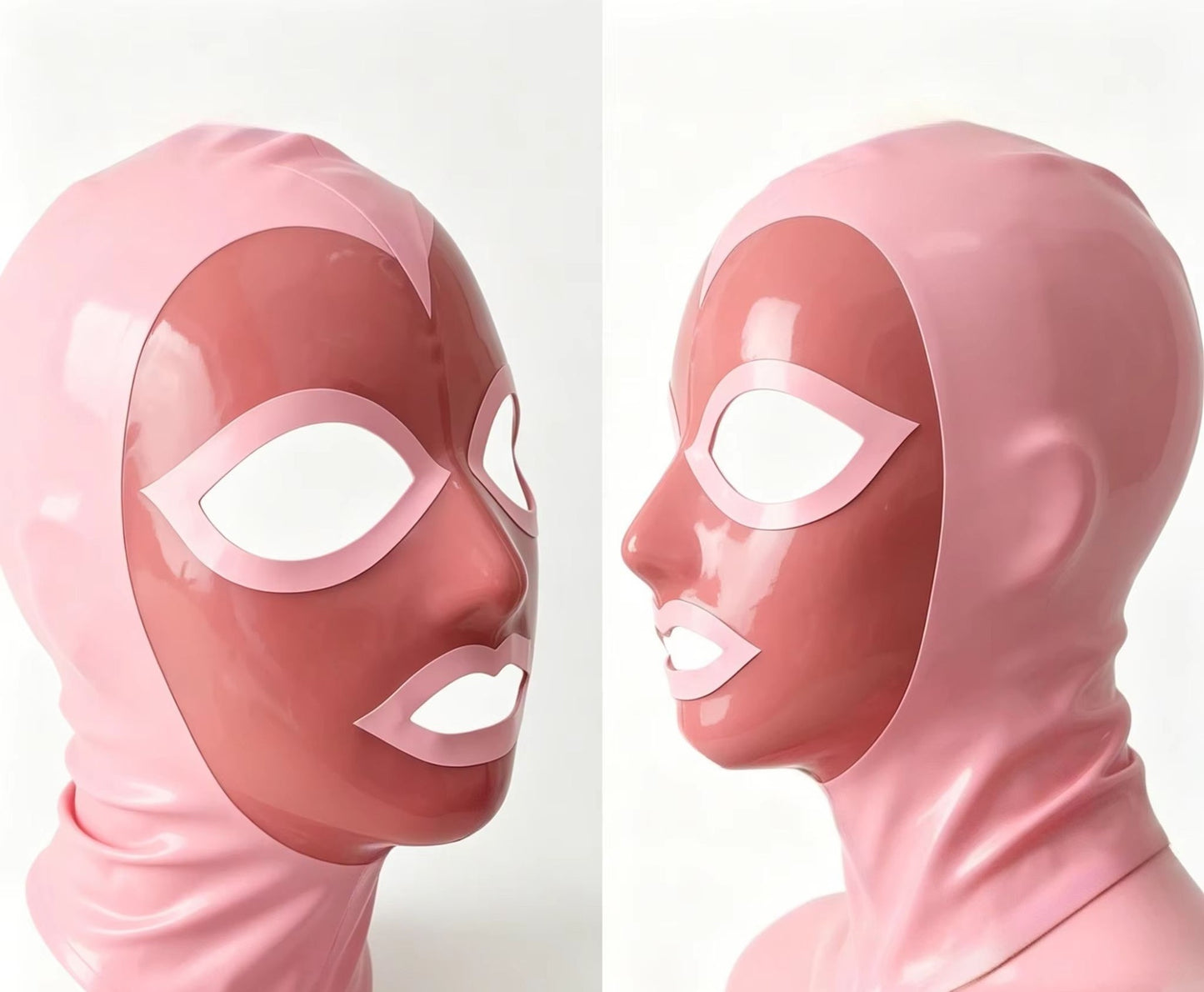 Unisex Pink Rubber Hood Mask Open Eyes and Mouth Full Face Headgear Cosplay Costume Party