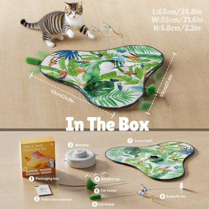 Borboleta Brinquedos de Gato Interativo Esconde-Esconde Brinquedo de Gato com Som de Animal Movimento Ativado Penas Ocultas Brinquedo para Gatinho