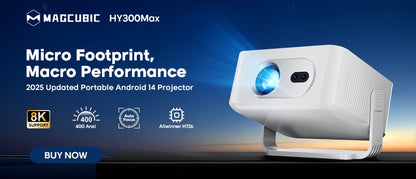 Projetor Magcubic HY300 Pro 8K Android 14 Dual Wifi6 290ANSI Allwinner H726 BT5.4 1080P 1280*720P Cinema em Casa Projetor Externo