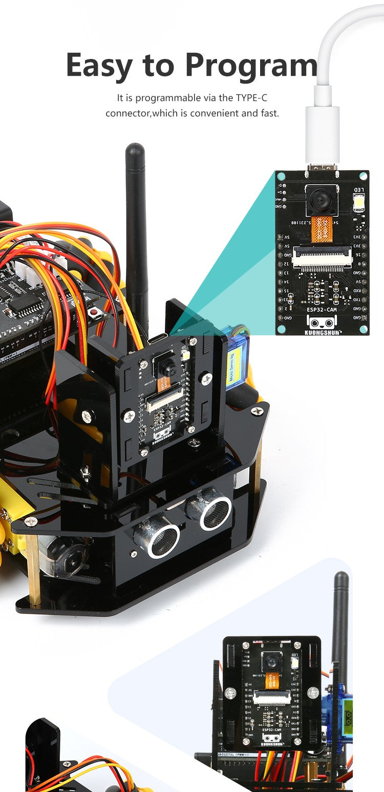 ESP32 Smart Robot Car Kit Carro de Controle Remoto para Projeto de Programação Arduino Kit de Codificação Científica de Educação STEM