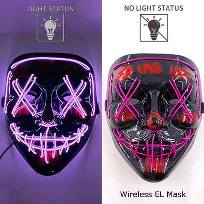 Wireless Purge Luminous LED Mask Adult Full Face Headgear Costumes Cosplay Mask Carnival Horror Masquerade Glow In The Dark