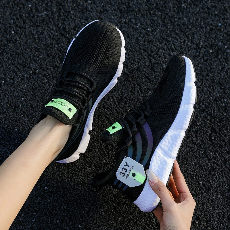 Tênis Masculino Casual Esportivo Respirável Leve Tênis de Caminhada ao Ar Livre em Tela Preta Tênis de Corrida Atléticos para Caminhada