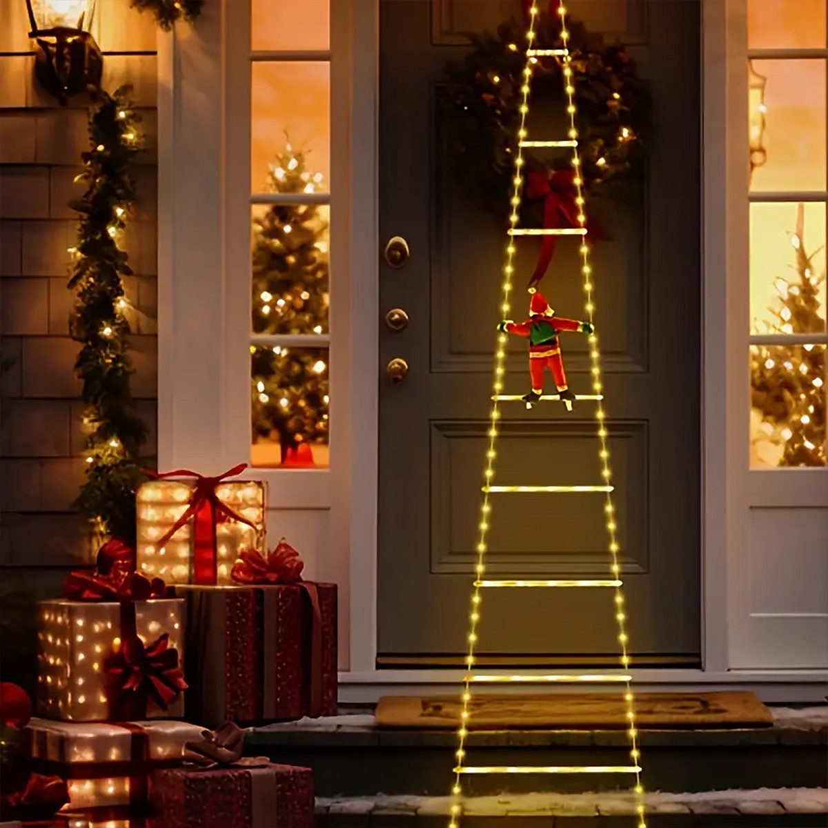 Santa Claus Ladder Light String, Suitable for Christmas Party Decoration, Christmas Lighting Decoration, Garden Decoration