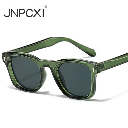 JNPCXI Retro Rivets Square Sunglasses Women Fashion Gradient Shades UV400 Men Green Black Sun Glasses