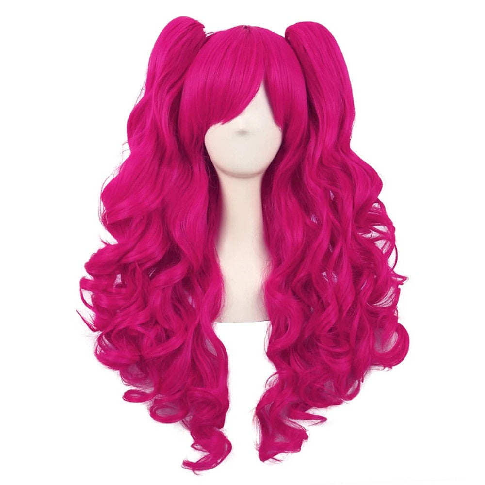 HAIRJOY Synthetic Hair  Wavy Pink Ponytail Wig for Jean Cosplay Game Princess  Anime Wigs with Hair Pigtails Bangs Halloween Wig