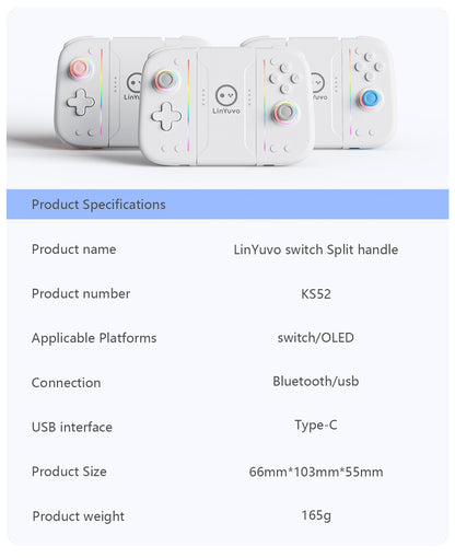 LinYuvo Wireless Switch Controller KS52 for Nintendo NS/OLED,Wireless Joypad Controller with Adjustable Vibration&Large Battery