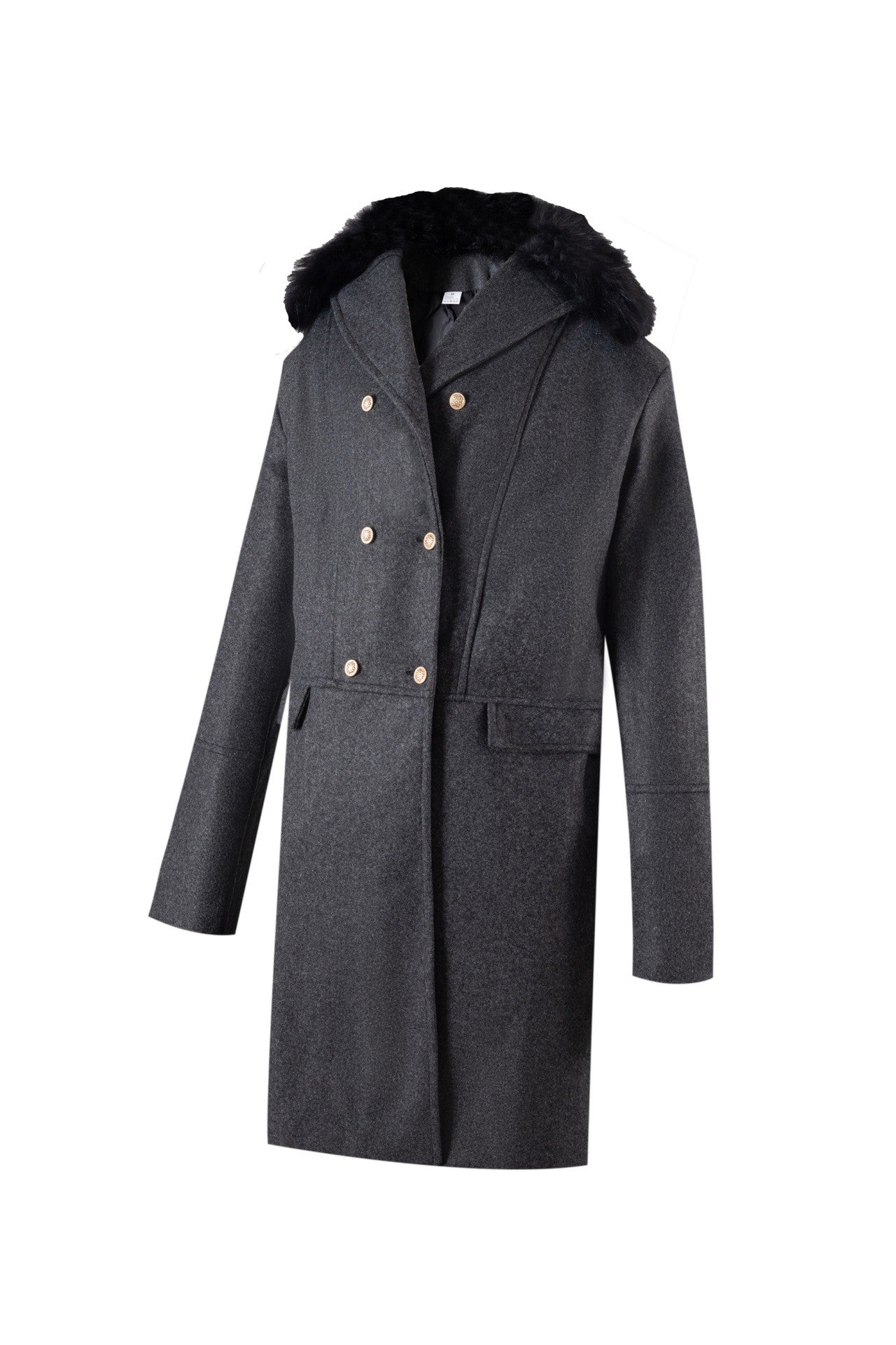 European and American Men's Casual Woolen Coat for Autumn and Winter, Young Men's Double-breasted Fur Collar Overcoat S-5XL