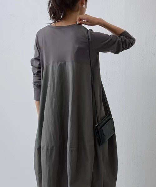 2023 Autumn/Winter New Arrival Japanese Korean Style Leisure Knit Long Sleeve Round Neck Dress Stock Available